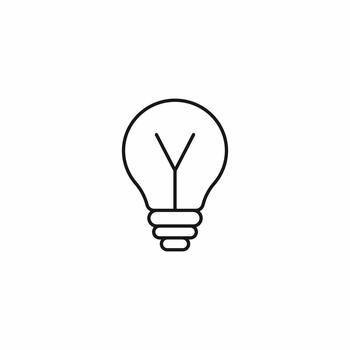 Simple thin line icon of a light bulb, symbolizing a new idea, innovation, creativity, and finding a solution. Clean minimalist graphic vector