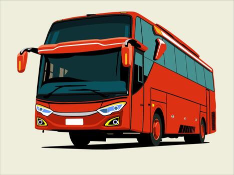 3D illustration of a red bus, front view vector