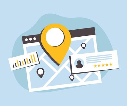 Reviews about the location and there are graphs displayed vector