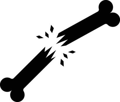 Broken Bone Silhouette. Black and White Icon Design Elements on Isolated White Background vector