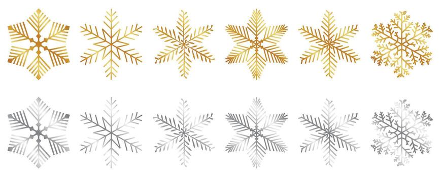Golden and silver snowflake design intricate snowflake pattern shimmering gold and silver snowflake decorative vector