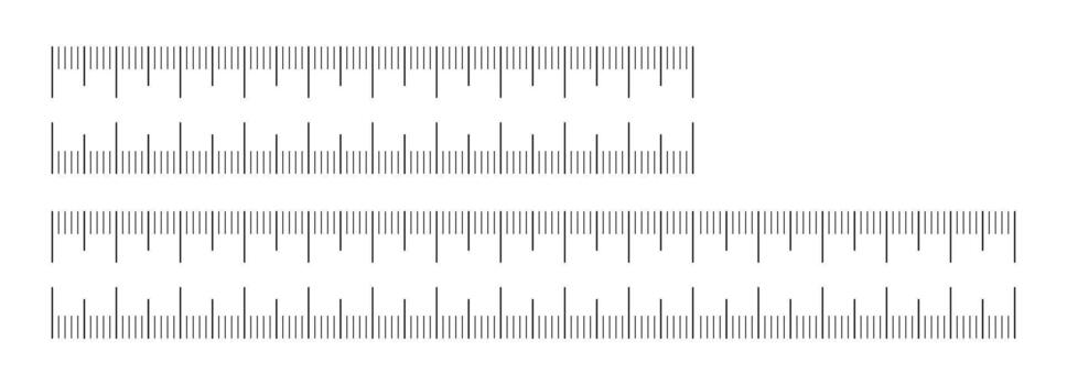 Set of measuring chart with 10cm and 15cm centimeters. Collection of ruler scale 100mm and 150 mm without numbers. Templates of ruler scale. Length measurement height, math, distance, Sewing tool vector
