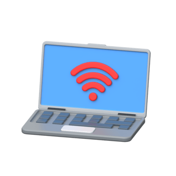 3d il computer portatile icona con Wi-Fi segnale simboleggiante in linea connettività e senza fili networking png