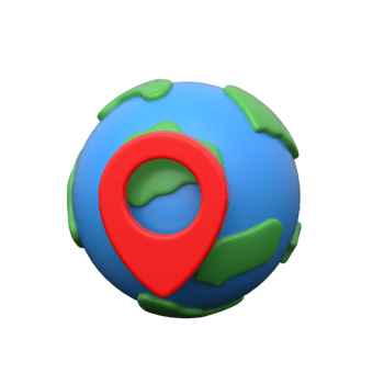 3D world globe with location pin, ideal for global navigation, travel, and mapping png
