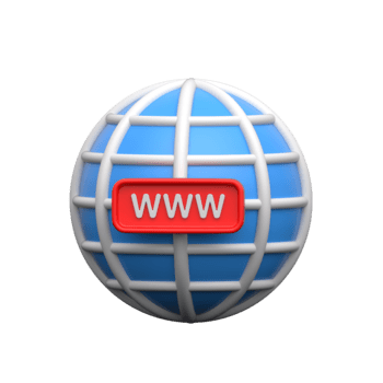 3d klot med www text symboliserar internet, hemsida, och uppkopplad anslutning png