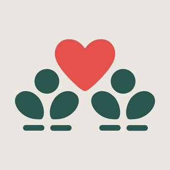 Two stylized figures embracing a red heart symbolizing unity and love vector