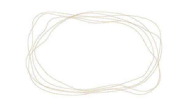 Abstract flowing thin orange lines forming an irregular oval frame on white background border brown vector