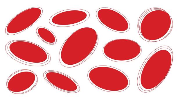 Scattered red oval shapes with double red outlines on a white background vector