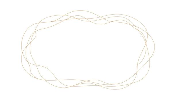 Intertwined flowing orange lines forming an abstract oval frame on a white background border organic vector