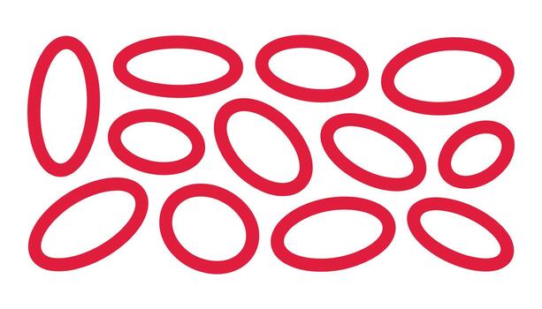 A pattern of red oval shapes of varying sizes and orientations on a white background vector
