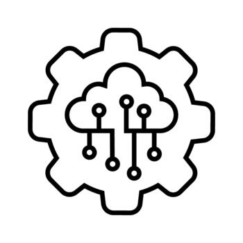 nube informática con engranaje ilustración diseño, línea estilo icono editable carrera vector