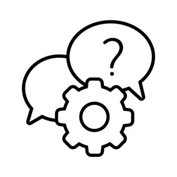 cogwheel with speech bubbles and question mark icon illustration design vector