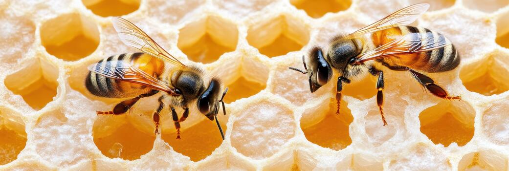 Busy Honeybees Working Together in a Vibrant, Glazed Formicaria Colony During Daylight Hours photo