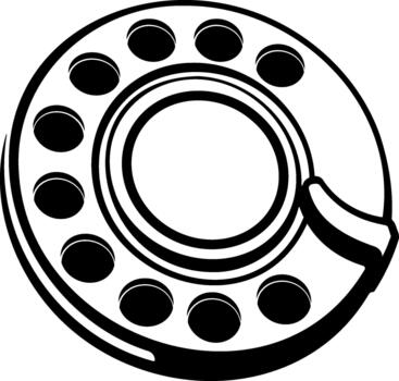 Black silhouette of a rotary phone dial without background. vector