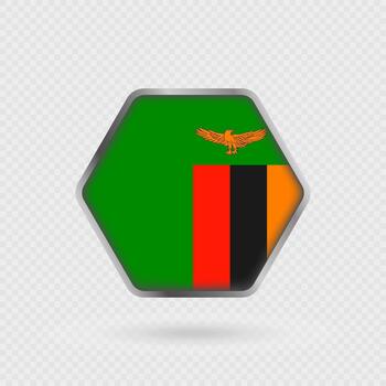 Zambia flag in a hexagon frame. vector