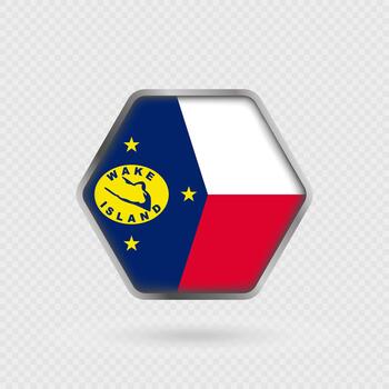 Wake Island flag in a hexagon frame. vector