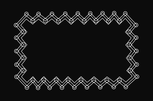 Abstract black and white banner. Geometric ornament, lines, circles. Simple frame and border with space for text. Hand-drawn illustration, isolated background. vector