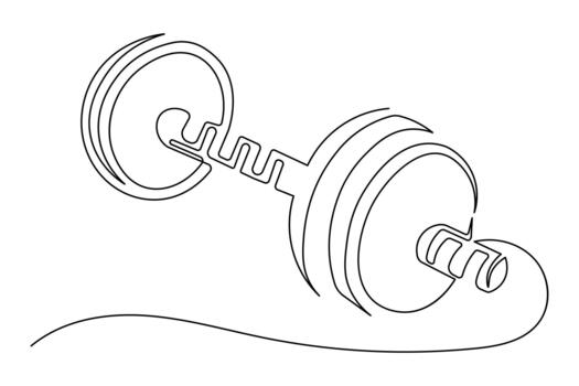 Minimalist dumbbell continuous line drawing icon symbol isolate workout vector