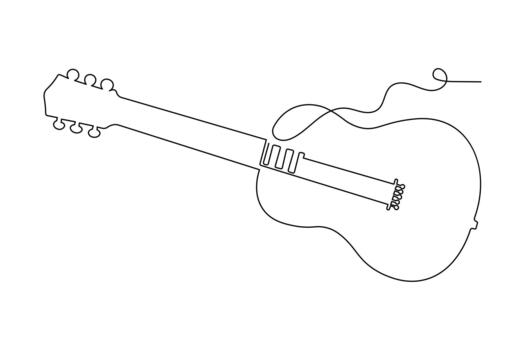 Guitar icon continuous one line drawing minimalist style isolate outline vector