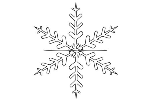 Snowflake simple one line illustration with clean minimal isolated outline vector