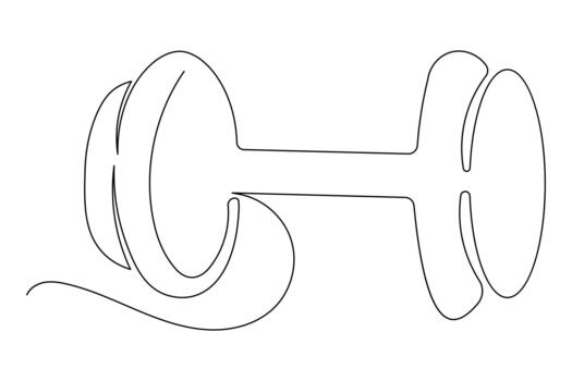 Continuous line drawing of gym dumbbell icon minimalist style isolate vector