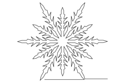 Snowflake isolated minimal outline created in clean one line drawing vector