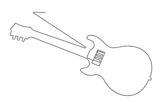 Continuous line drawing of guitar symbol icon minimalist style isolate vector