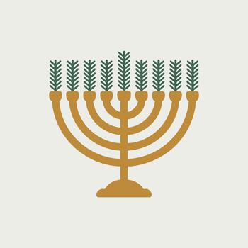 Flat Minimal Menorah Shaped Like Pine Tree vector