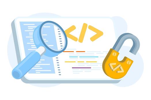 Open-source software concept showing free, collaborative tools with accessible code for customization, illustrated in a clean flat style with icons. flat illustration vector