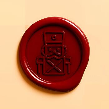 Red Wax Seal with Nutcracker Symbol on Beige Background photo
