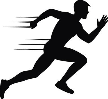 Silhouette of a running man depicted with speed lines and dynamic motion high quality vector