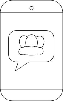 Smartphone displaying a message with three eggs nestled in a nest vector