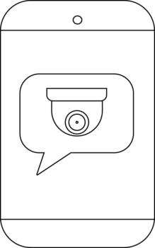 Phone displaying a surveillance camera in a speech bubble on its screen vector