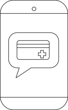 Mobile phone screen featuring a speech bubble with a medical card displayed vector