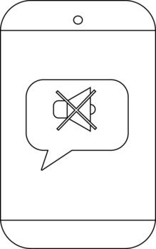 Cellphone featuring a crossedout speaker icon within a speech bubble on the screen vector