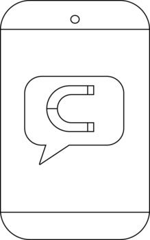 Cellphone icon showing a magnet inside a speech bubble vector