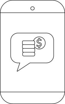 Cell phone image with coins and a dollar sign in a speech bubble displayed on the screen vector