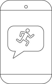A smartphone with a speech bubble containing a running figure icon vector