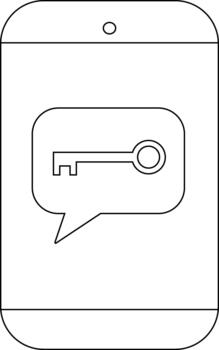 A phone with a speech bubble containing a key depicted on the screen vector
