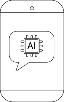 un teléfono pantalla muestra un ai chip icono dentro un habla burbuja en sus monitor vector