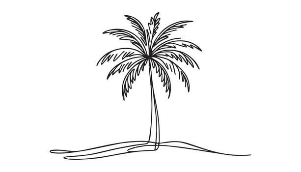 continuous palm tree is drawn in a single line vector