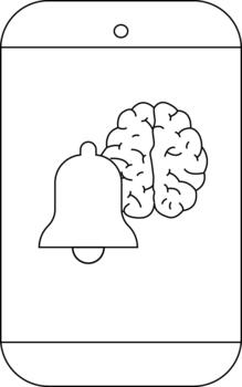 Smartphone with a brain a bell in the screen display vector