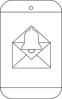 Smartphone display envelope with a bell inside vector