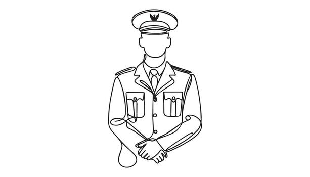 a continuous drawing of a man in uniform vector