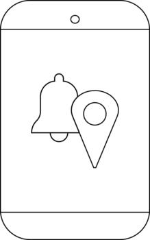 Phone displaying notification of location bell and map marker icons vector