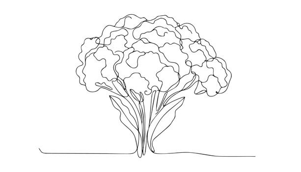 continuo línea dibujo de un árbol con flores vector