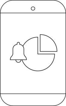 Phone displaying a bell and chart icon on its screen vector