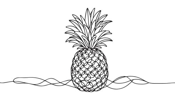 a pineapple is drawn in one continuous line vector