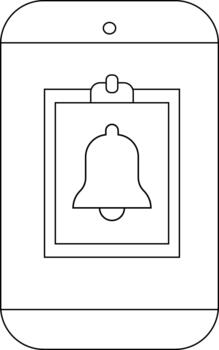 Mobile phone with a bell notification icon displayed on the screen vector
