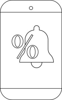 A smartphone displays a mute notification icon with a bell crossed out by a line vector